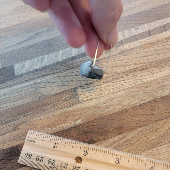 Boho Faux Floating Stone Gray w Silver Hook Earrings - Picture 9 of 11